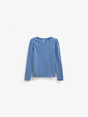 Ribbed Modal-Blend Long-Sleeve T-Shirt - Tween - Dusty Blue | 101564 Lottie