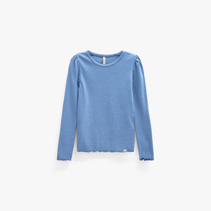 Ribbed Modal-Blend Long-Sleeve T-Shirt - Kids - Dusty Blue | 101563 Lottie
