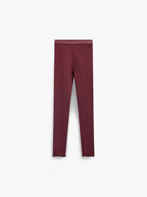 Ribbed Modal-Blend Leggings - Tween - Bordeaux | 101570 Lottie