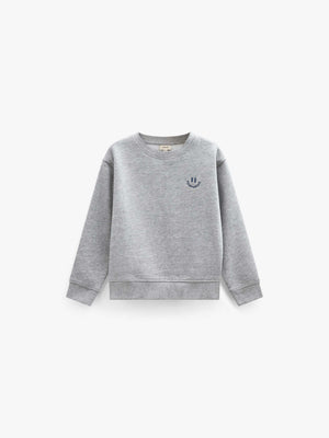 Smiley Crew Neck Sweatshirt - Tween - Grey Melange | 101578 Andrew