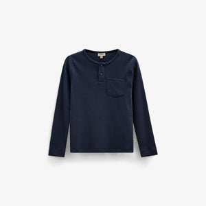 Ribbed Long-Sleeve Henley T-Shirt - Tween - Navy | 101592 Conrad