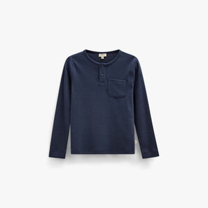 Ribbed Long-Sleeve Henley T-Shirt - Tween - Navy | 101592 Conrad