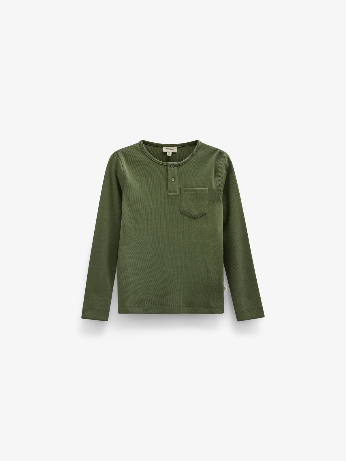 Ribbed Long-Sleeve Henley T-Shirt - Kids - Moss Green | 101593 Conrad