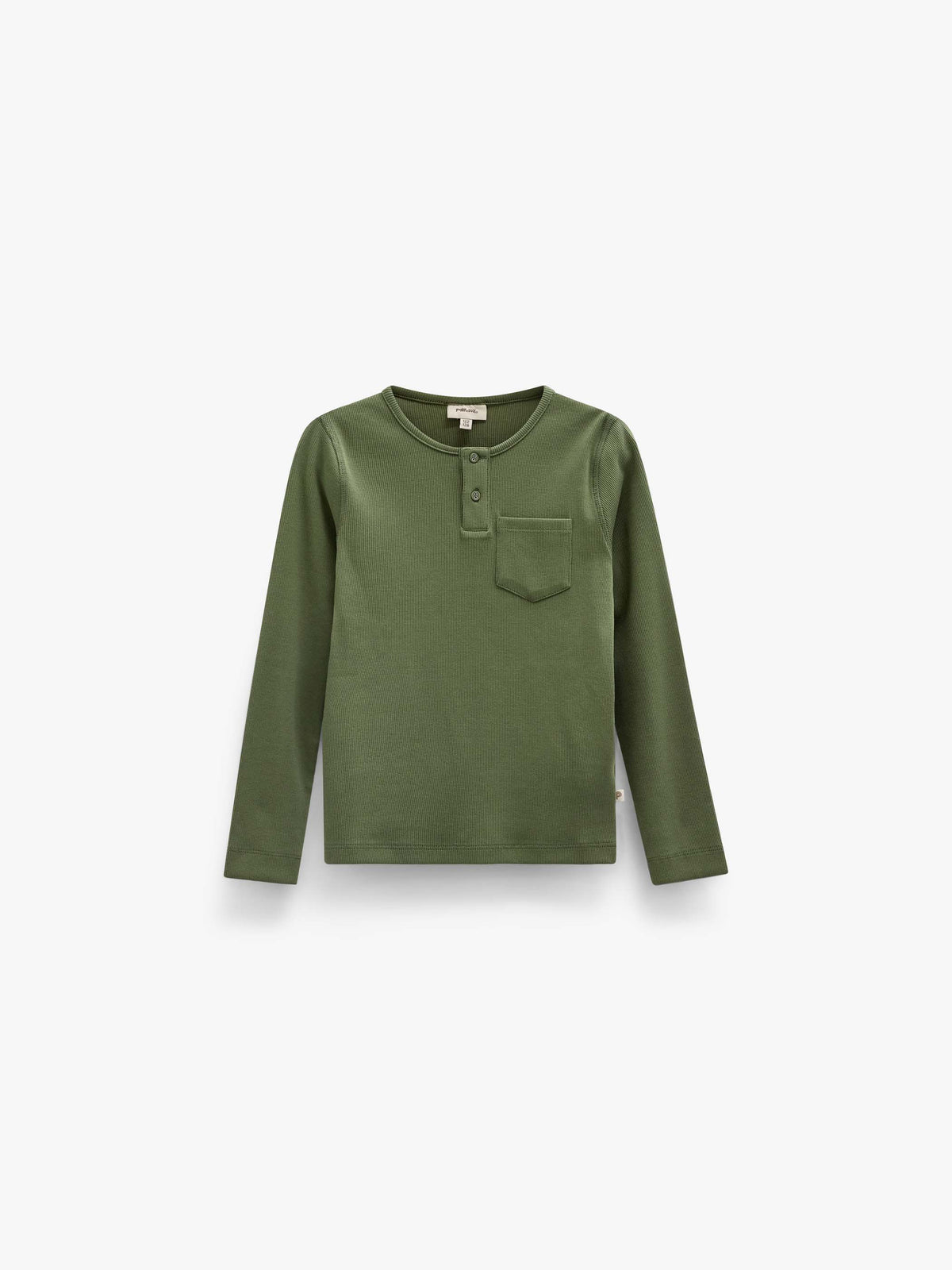 Ribbed Long-Sleeve Henley T-Shirt - Kids - Moss Green | 101593 Conrad