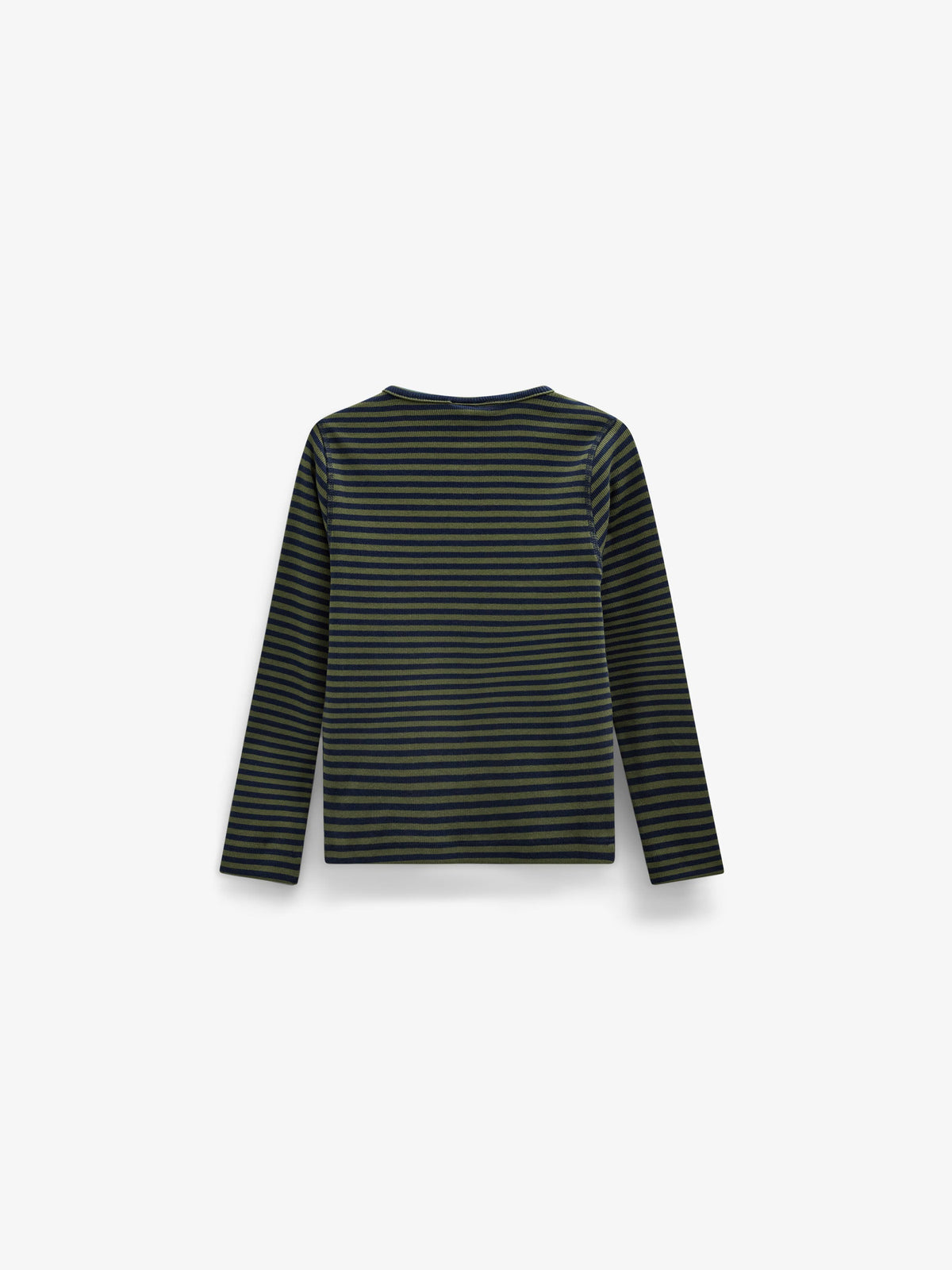 Ribbed Long-Sleeve Henley T-Shirt - Kids - Moss Green/Navy Stripe | 101595 Conrad