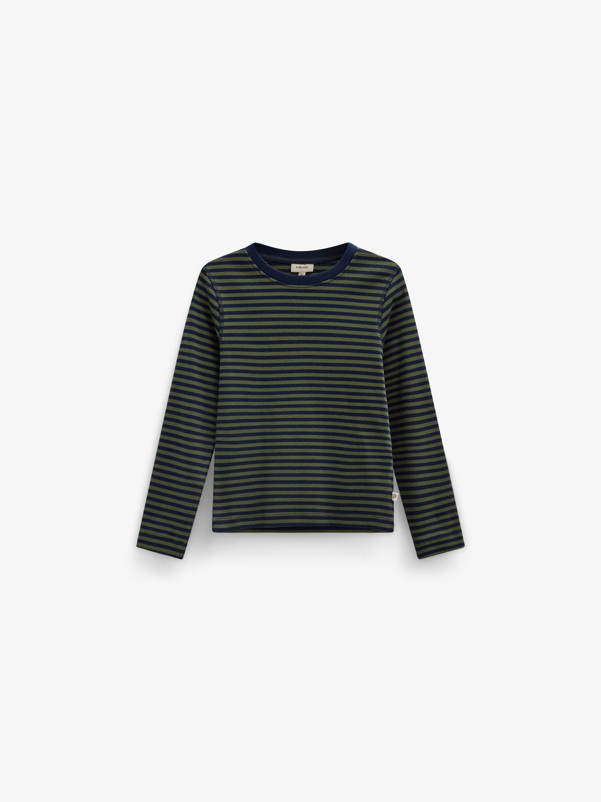 Ribbed Long-Sleeve T-Shirt - Tween - Moss Green/Navy Stripe | 101602 Conrad