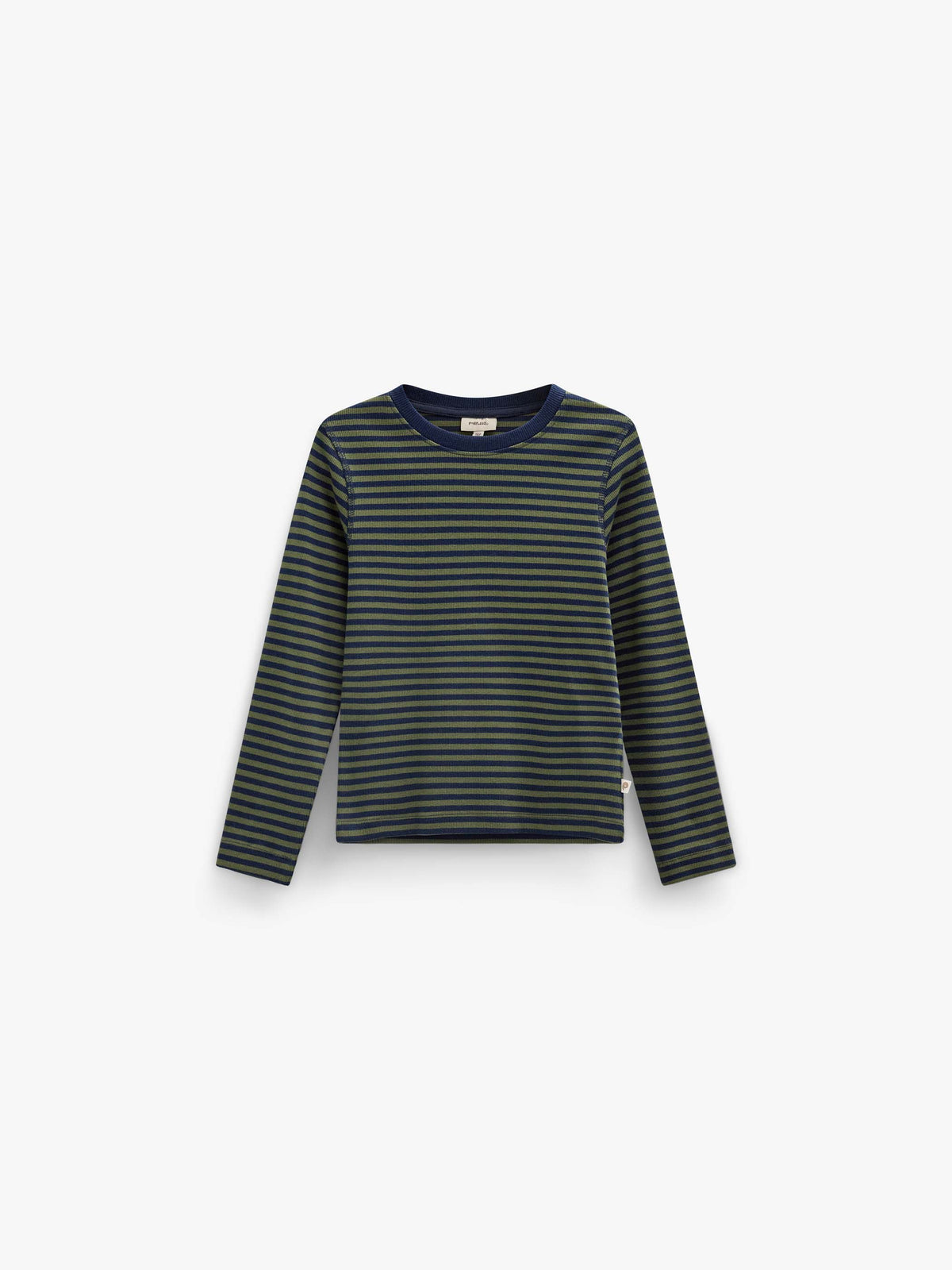 Ribbed Long-Sleeve T-Shirt - Kids - Moss Green/Navy Stripe | 101601 Conrad