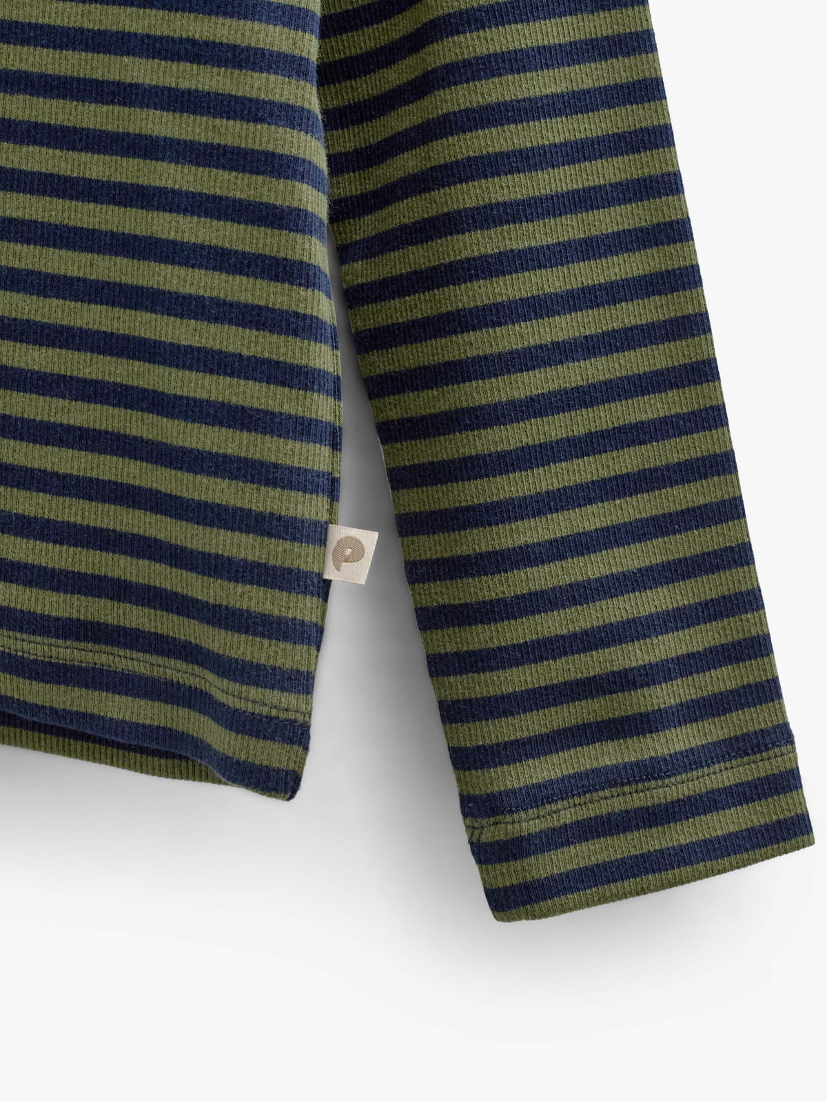 Ribbed Long-Sleeve T-Shirt - Kids - Moss Green/Navy Stripe | 101601 Conrad