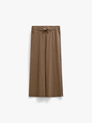 Striped Wide-Leg Rib Trousers - Tween - Brown/Light Brown | 101606 Gloria