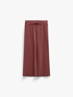 Striped Wide-Leg Rib Trousers - Tween - Dusty Rose/Bordeaux | 101607 Gloria