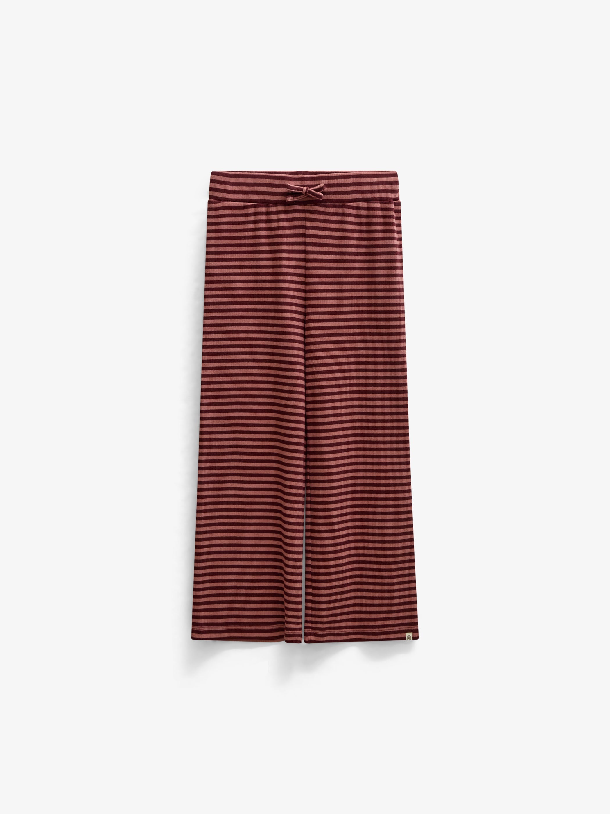 Striped Wide-Leg Rib Trousers - Tween - Dusty Rose/Bordeaux | 101607 Gloria