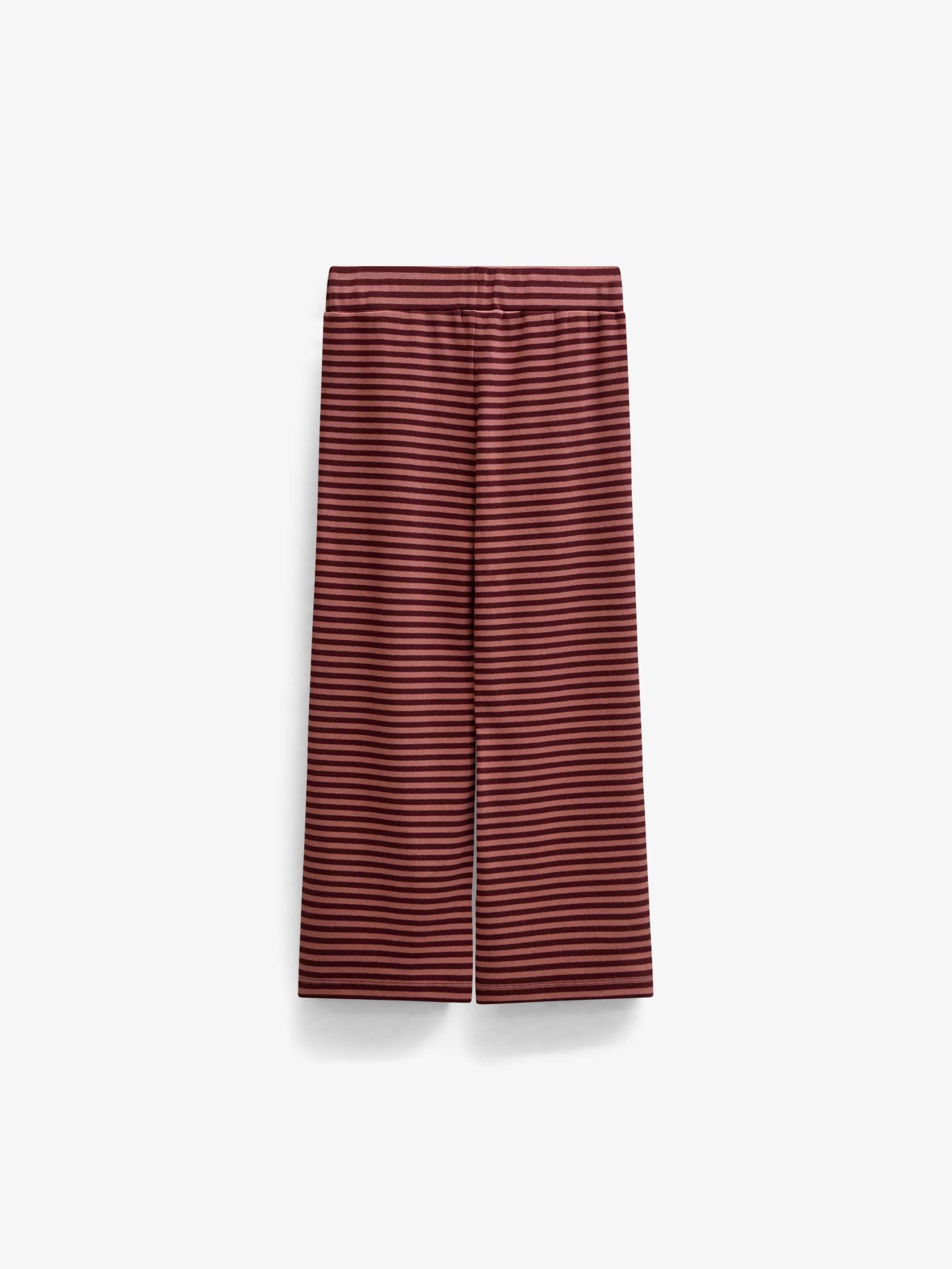 Striped Wide-Leg Rib Trousers - Tween - Dusty Rose/Bordeaux | 101607 Gloria