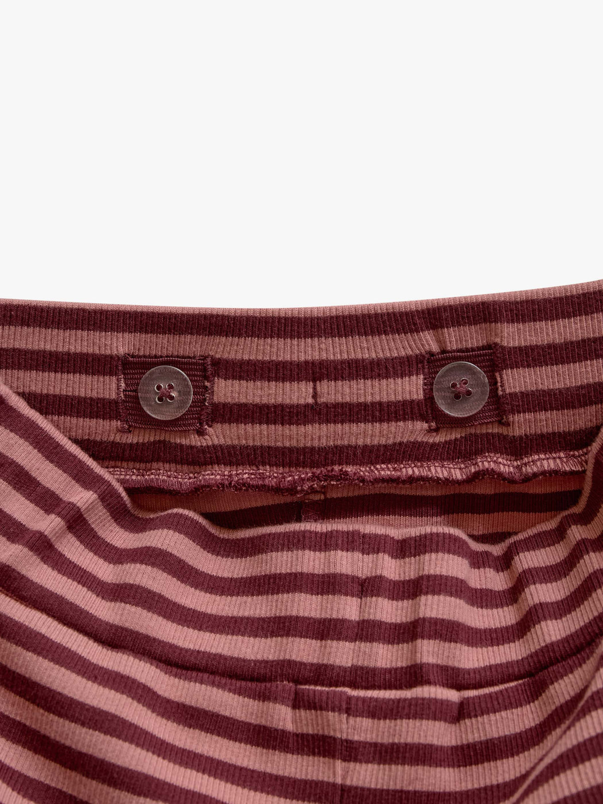 Striped Wide-Leg Rib Trousers - Tween - Dusty Rose/Bordeaux | 101607 Gloria