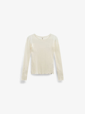 Long-Sleeve Cotton-Modal Pointelle T-Shirt - Kids - Offwhite | 101608 Ruby
