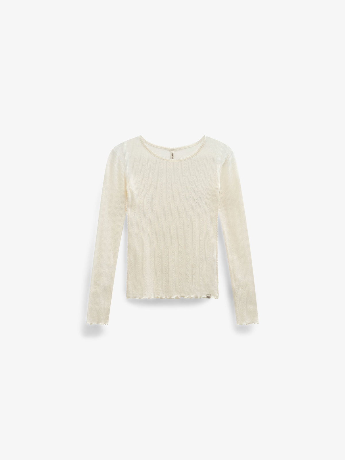 Long-Sleeve Cotton-Modal Pointelle T-Shirt - Kids - Offwhite | 101608 Ruby