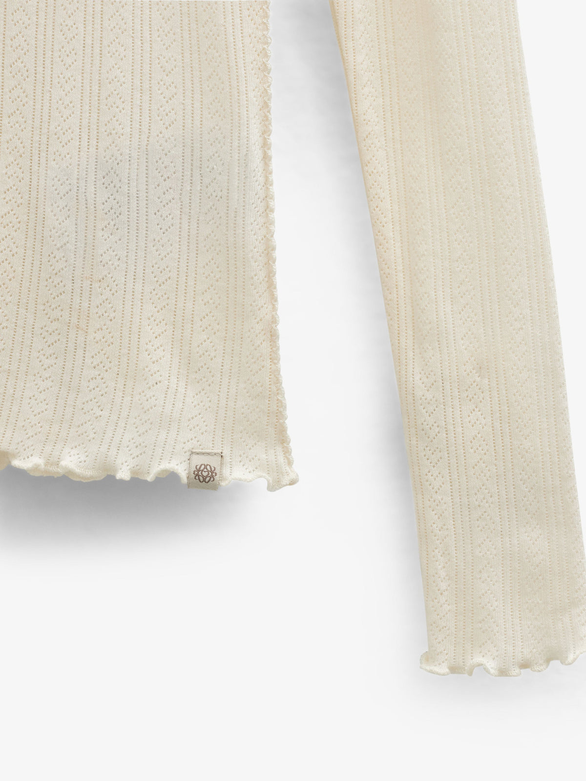 Long-Sleeve Cotton-Modal Pointelle T-Shirt - Kids - Offwhite | 101608 Ruby