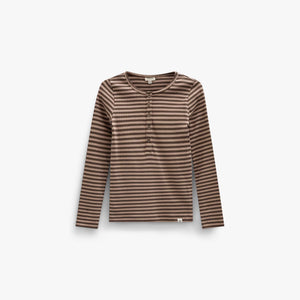 Striped Rib Long-Sleeve T-Shirt - Tween - Brown/Light Brown | 101615 Gloria