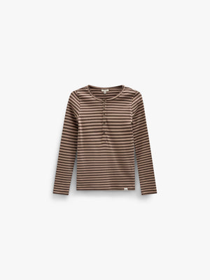 Striped Rib Long-Sleeve T-Shirt - Tween - Brown/Light Brown | 101615 Gloria