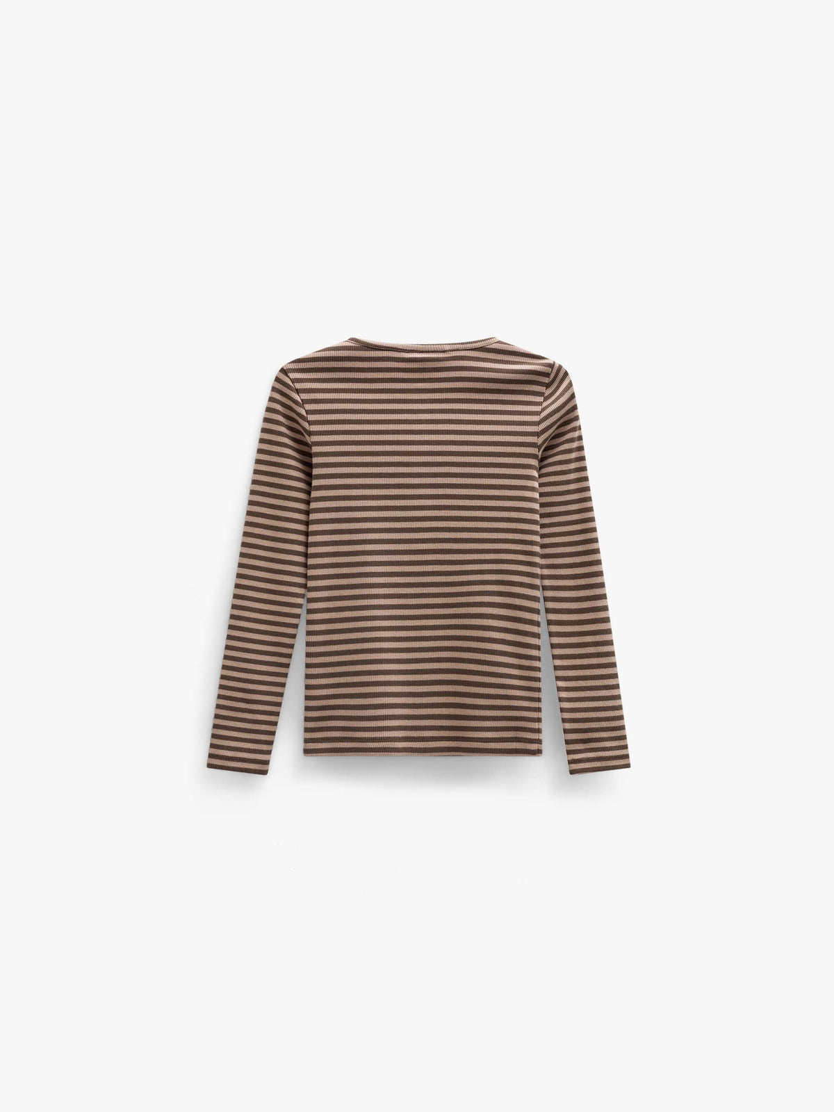 Striped Rib Long-Sleeve T-Shirt - Kids - Brown/Light Brown | 101614 Gloria