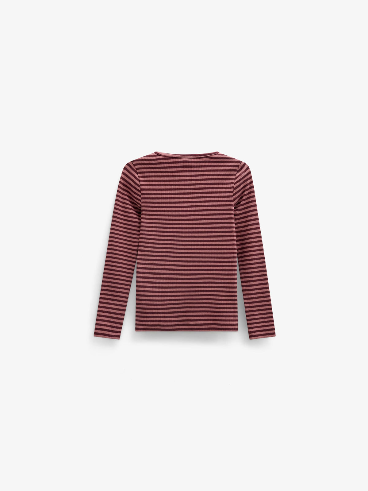 Striped Rib Long-Sleeve T-Shirt - Kids - Dusty Rose/Bordeaux | 101616 Gloria