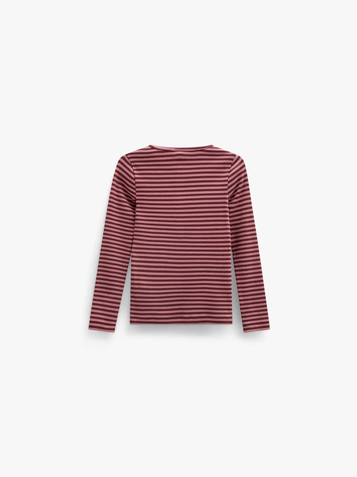 Striped Rib Long-Sleeve T-Shirt - Tween - Dusty Rose/Bordeaux | 101617 Gloria