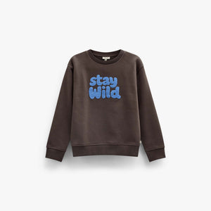Front Print Crew Neck Sweatshirt - Tween - Dark Brown | 101623 Joel