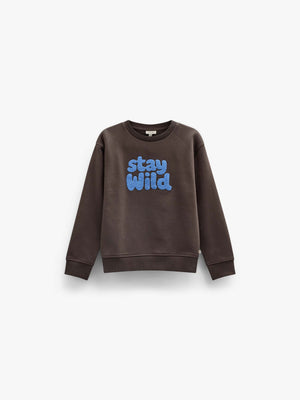 Front Print Crew Neck Sweatshirt - Kids - Dark Brown | 101622 Joel