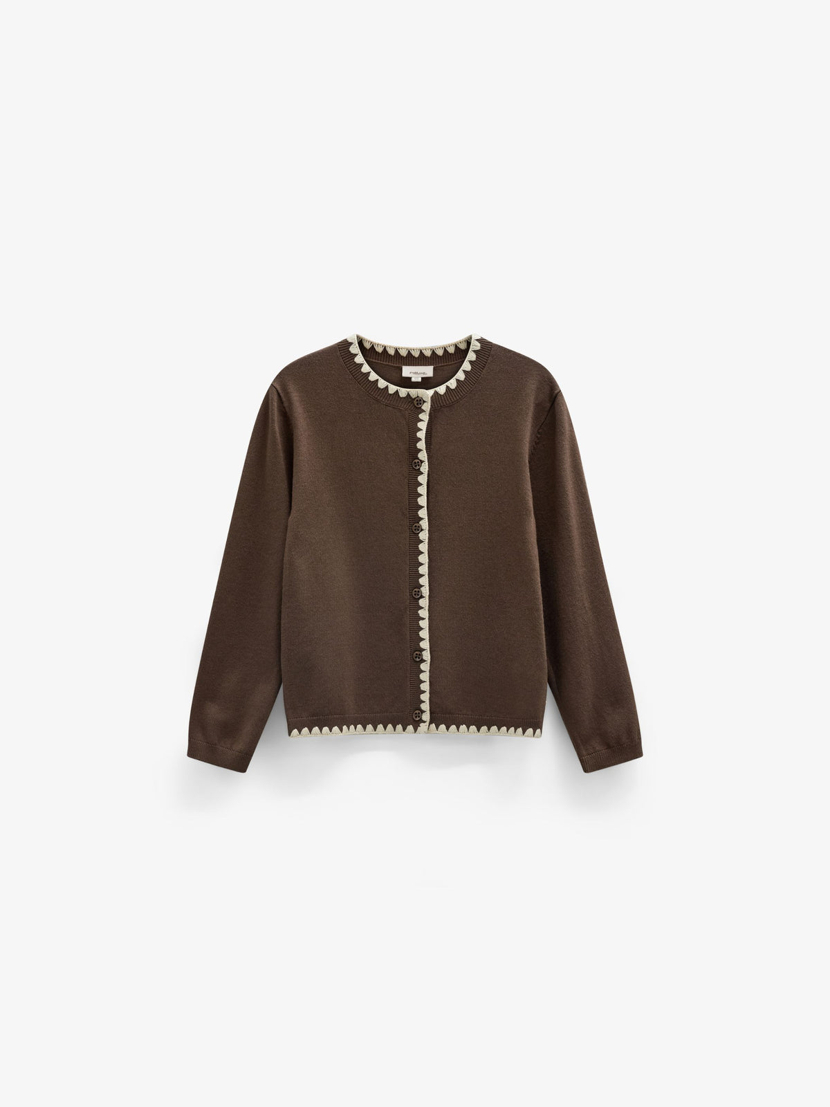 Contrast Stitch Cardigan - Kids - Brown/Offwhite | 101632 Lia