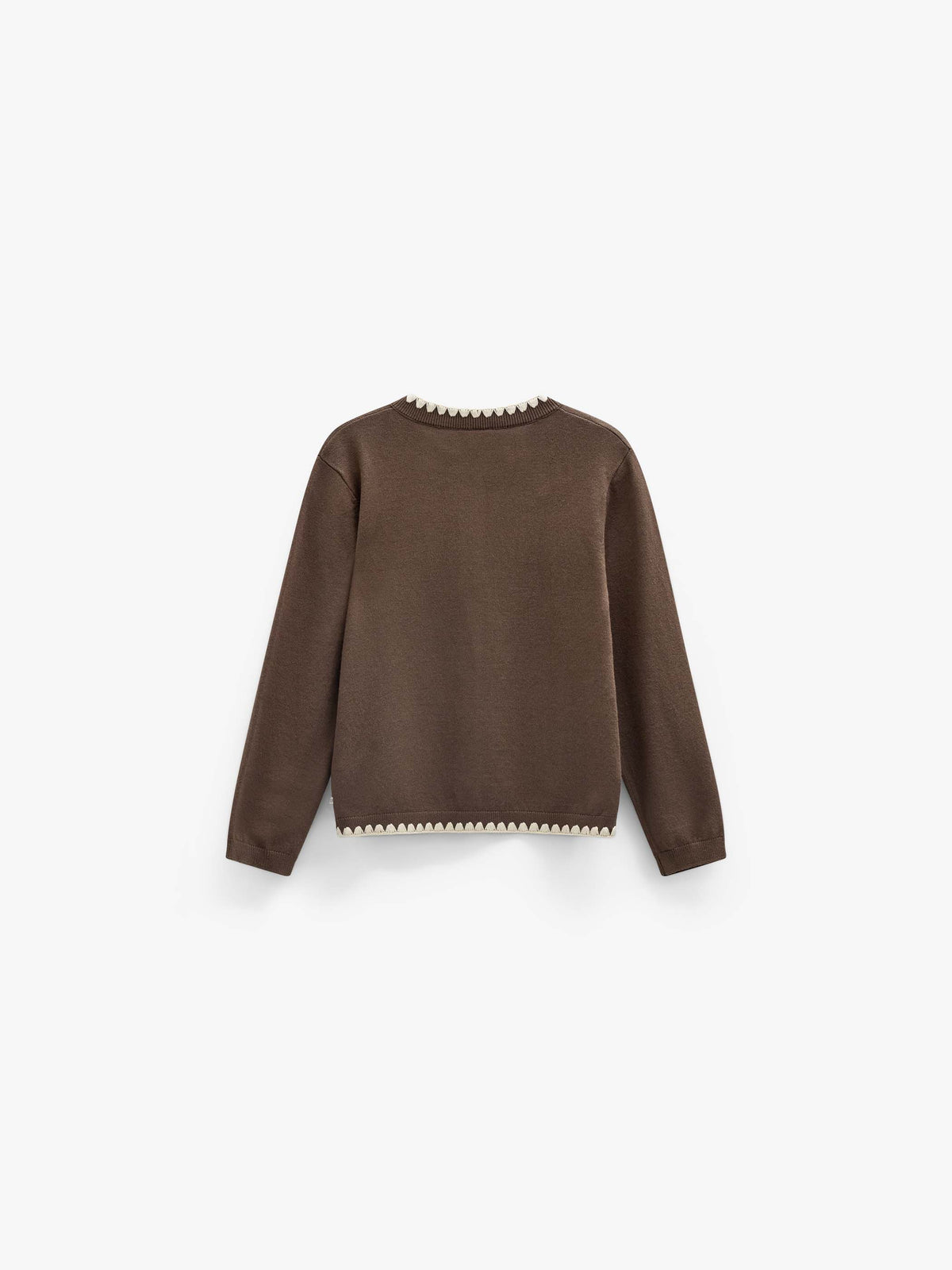 Contrast Stitch Cardigan - Tween - Brown/Offwhite | 101633 Lia