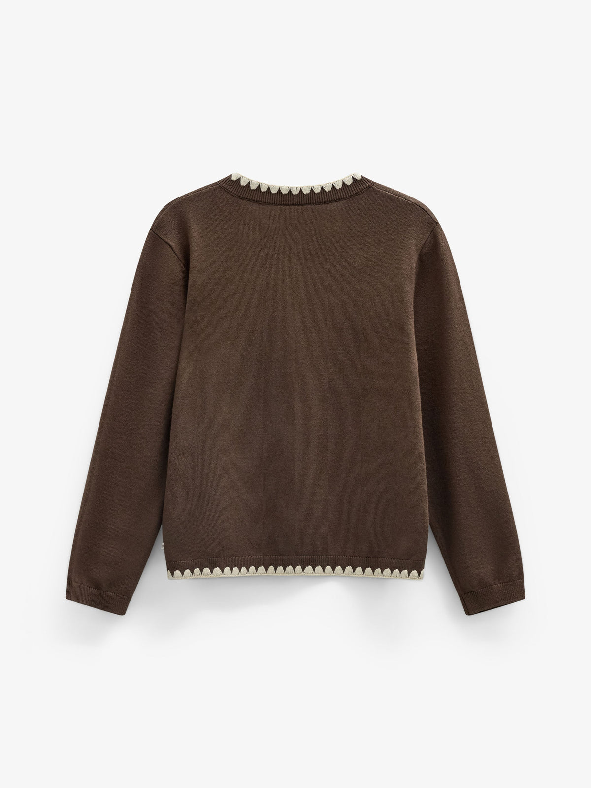 Contrast Stitch Cardigan - Tween - Brown/Offwhite | 101633 Lia