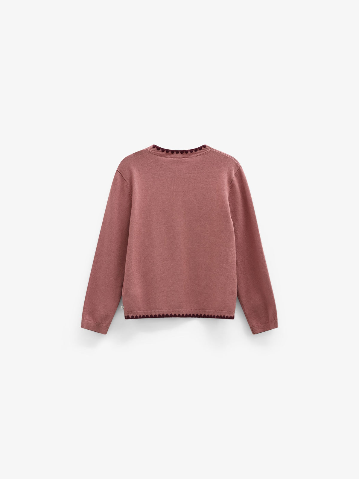 Contrast Stitch Cardigan - Kids - Dusty Rose/Bordeaux | 101634 Lia
