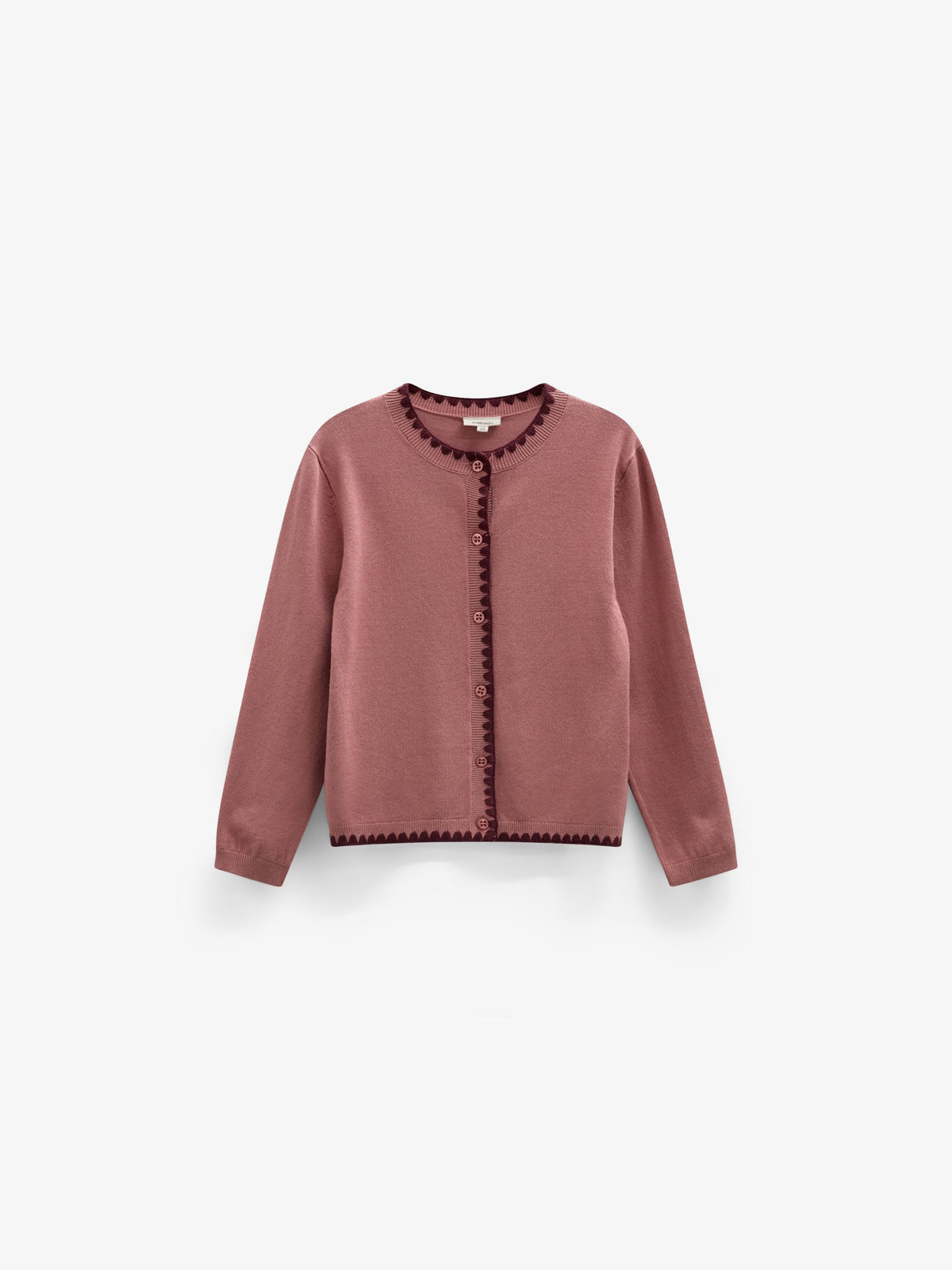 Contrast Stitch Cardigan - Tween - Dusty Rose/Bordeaux | 101635 Lia