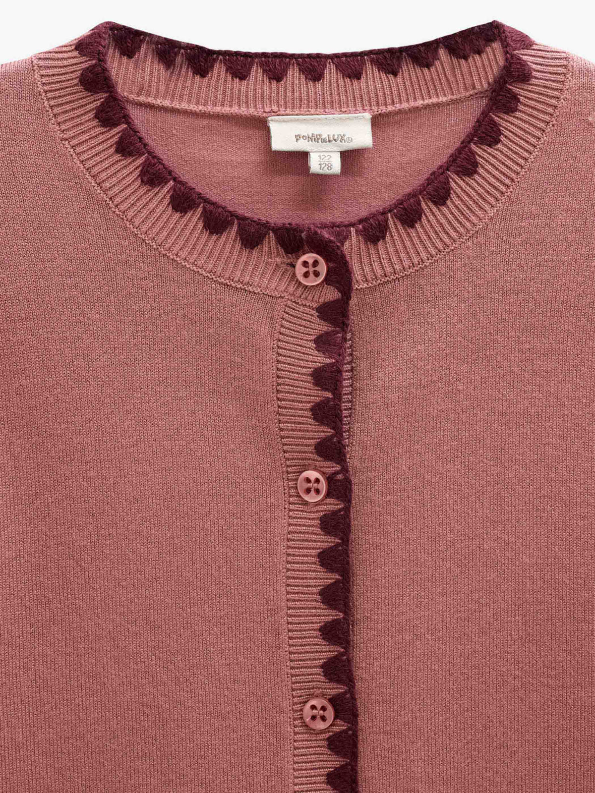 Contrast Stitch Cardigan - Kids - Dusty Rose/Bordeaux | 101634 Lia