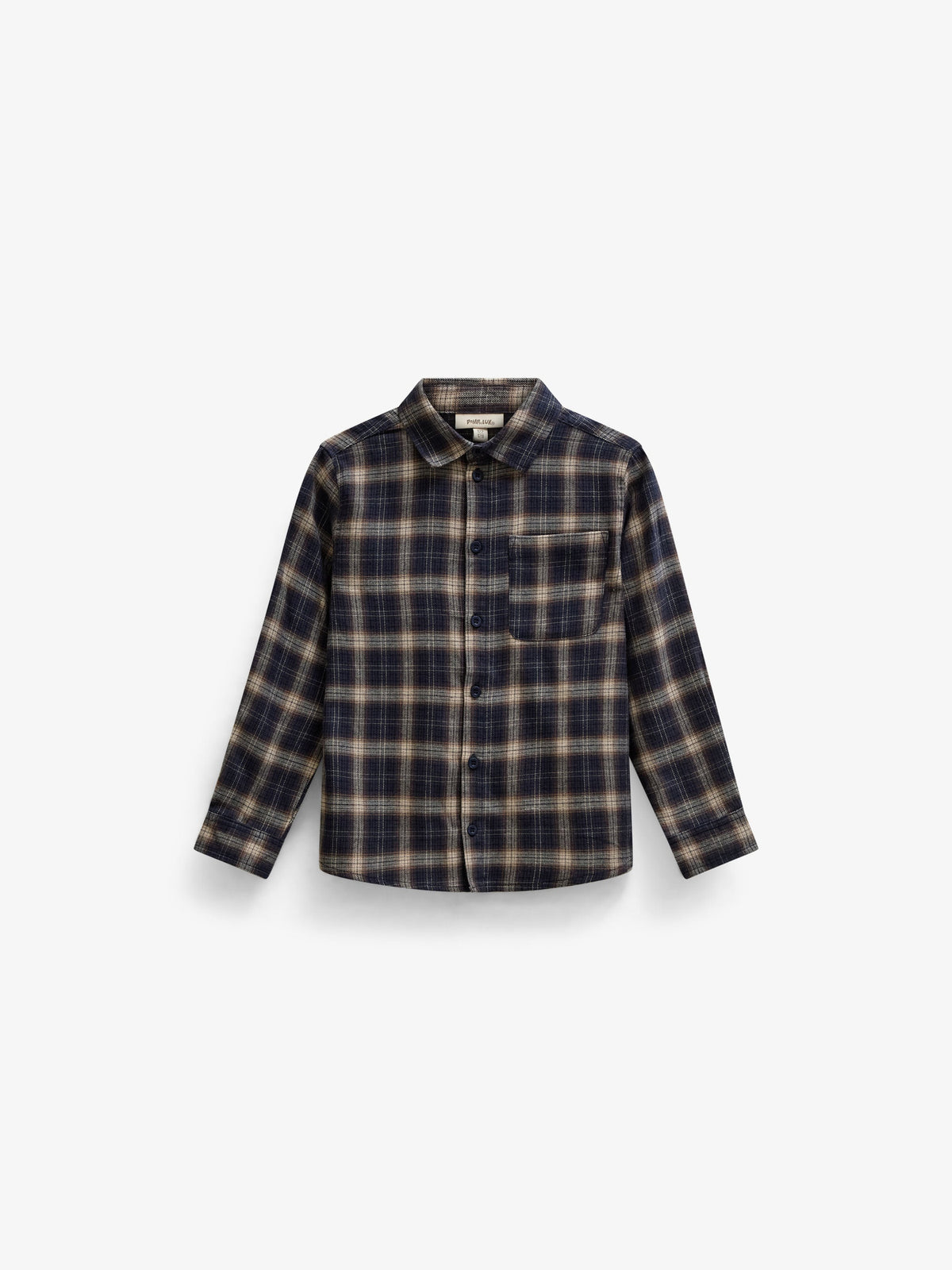 Checked Flannel Shirt - Tween - Navy/Beige | 101650 Edwin