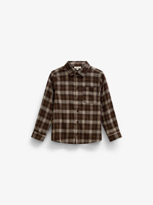 Checked Flannel Shirt - Tween - Brown/Navy | 101652 Edwin