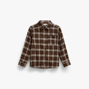 Checked Flannel Shirt - Kids - Brown/Navy | 101651 Edwin