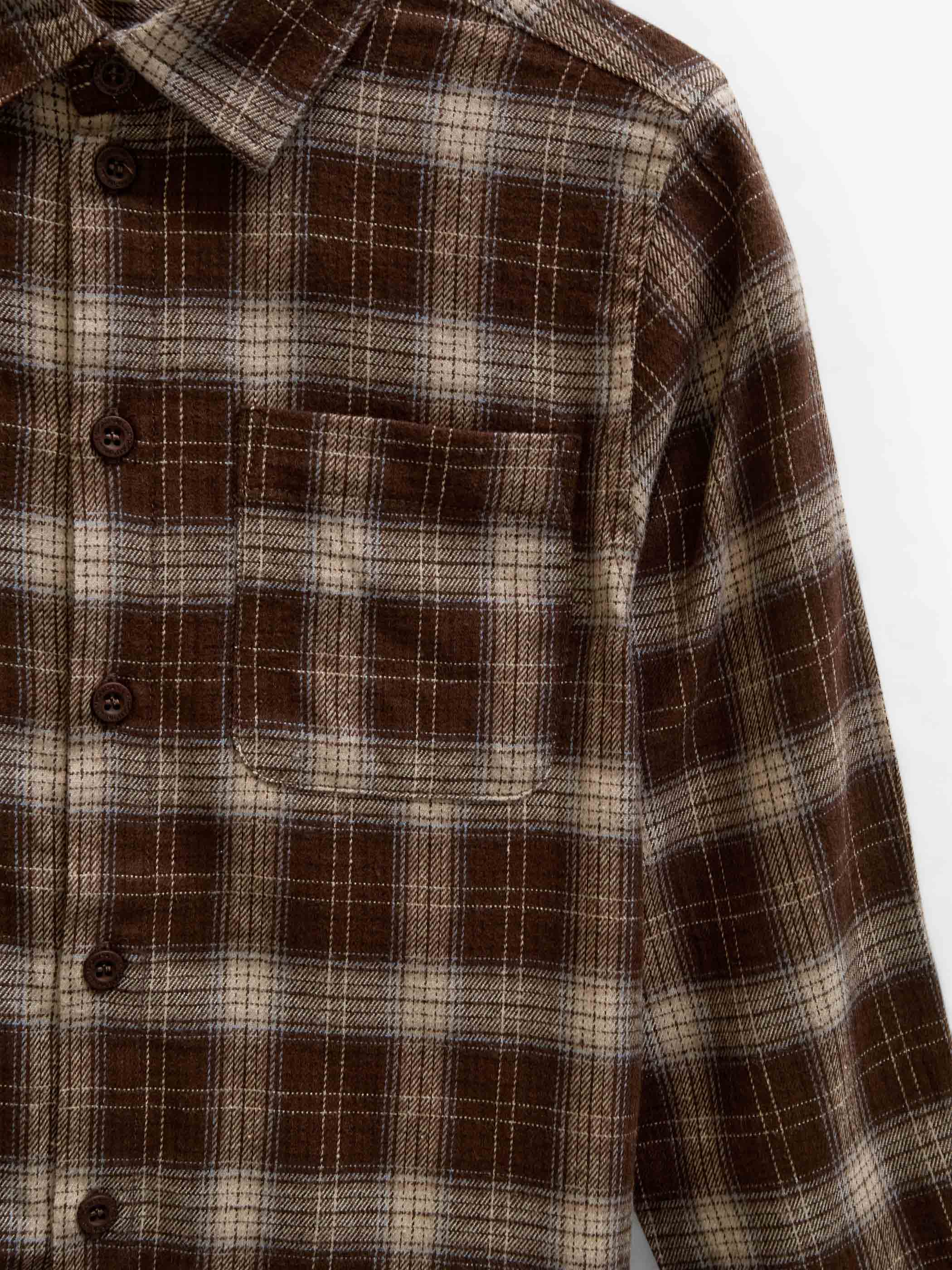 Checked Flannel Shirt - Tween - Brown/Navy | 101652 Edwin