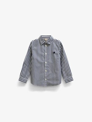 Striped Cotton Shirt - Kids - Navy Stripe | 101653 Milo