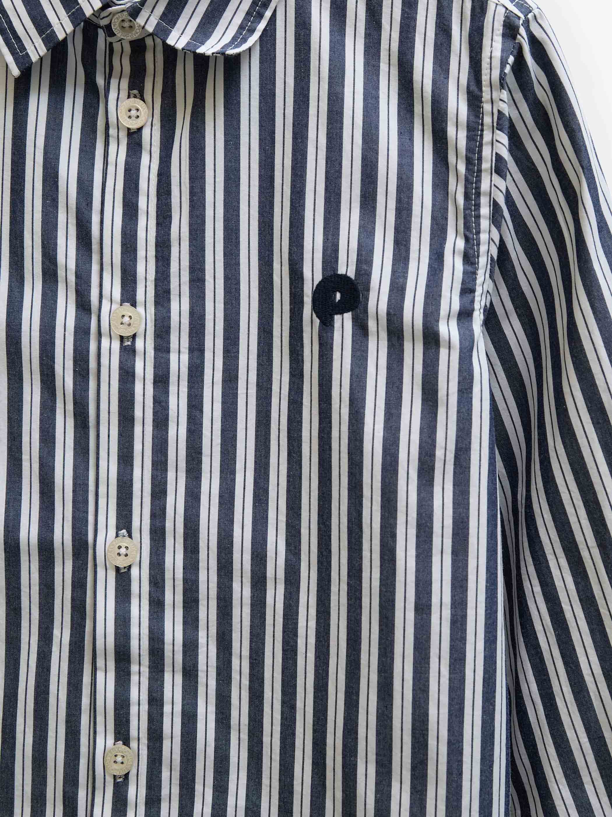 Striped Cotton Shirt - Kids - Navy Stripe | 101653 Milo