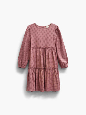 Dotted Viscose Midi Dress - Tween - Dusty Rose/Bordeaux | 101657 Feline