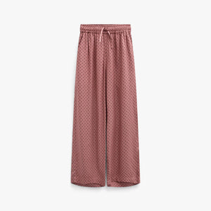 Dotted Wide-Leg Viscose Trousers - Tween - Dusty Rose/Bordeaux | 101659 Feline