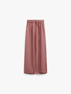 Dotted Wide-Leg Viscose Trousers - Tween - Dusty Rose/Bordeaux | 101659 Feline