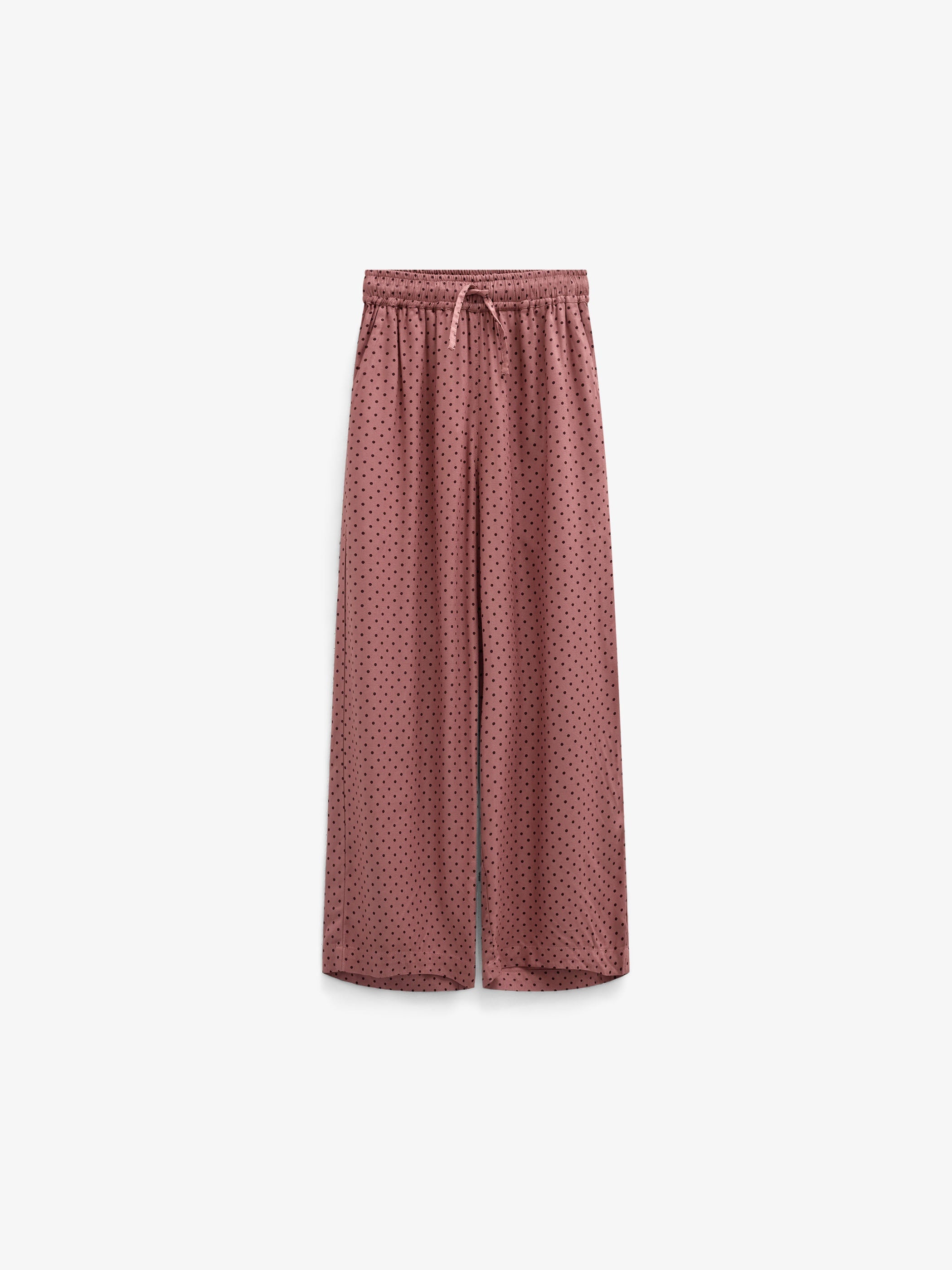 Dotted Wide-Leg Viscose Trousers - Tween - Dusty Rose/Bordeaux | 101659 Feline