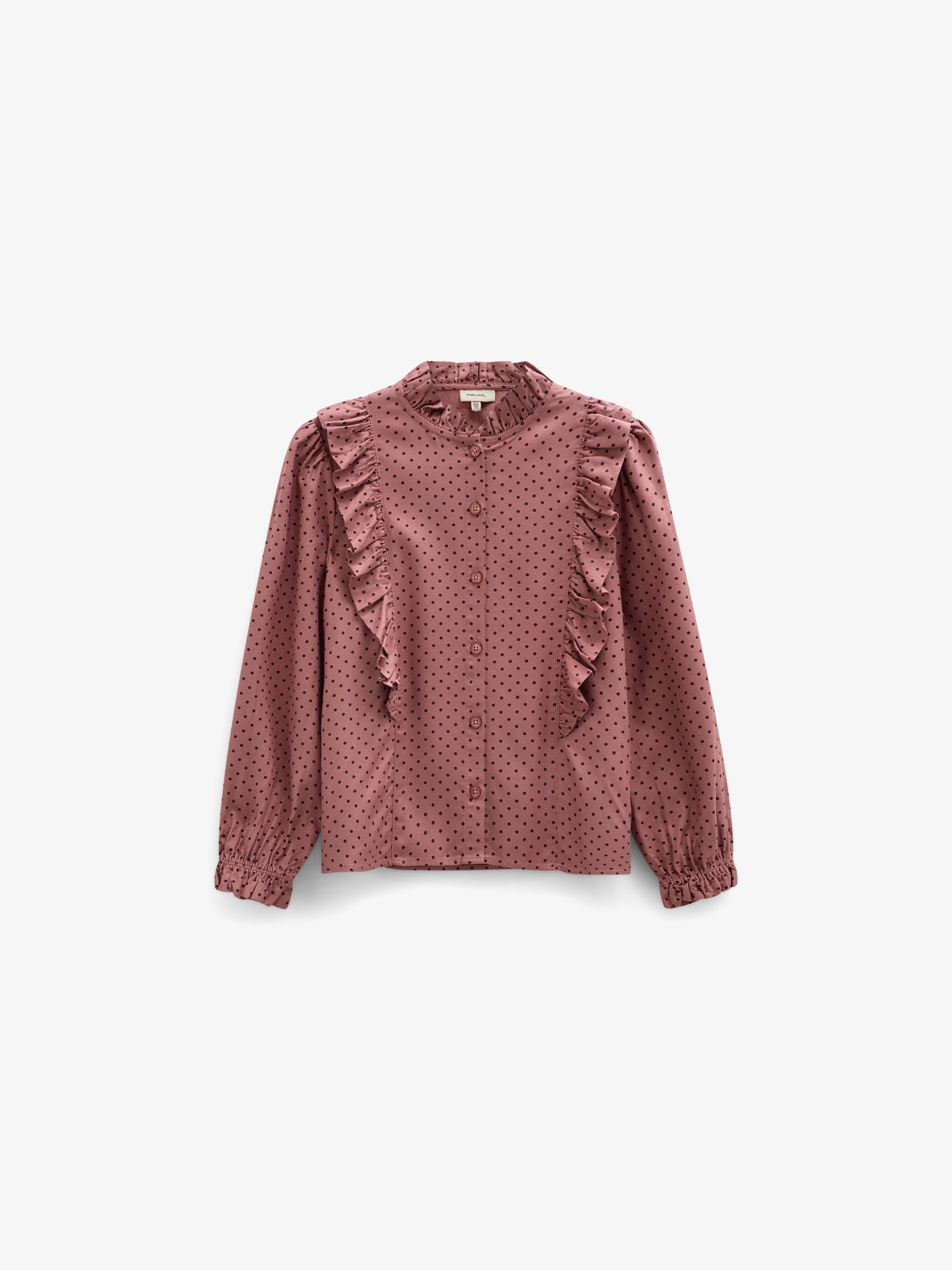 Dotted Viscose Frill Blouse - Tween - Dusty Rose/Bordeaux | 101661 Feline