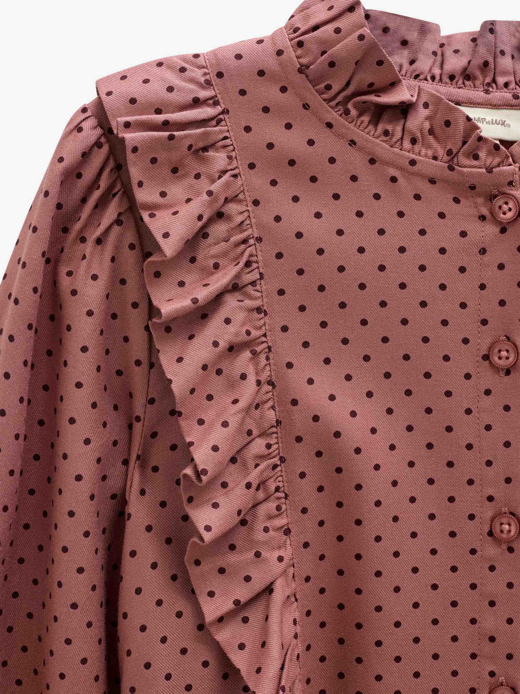 Dotted Viscose Frill Blouse - Tween - Dusty Rose/Bordeaux | 101661 Feline