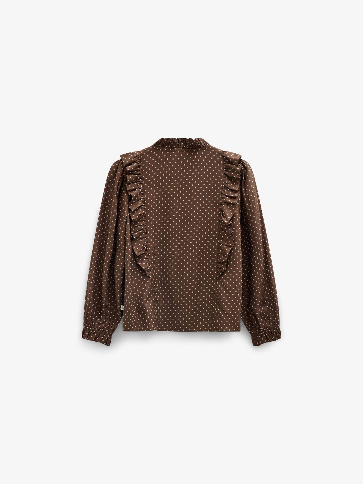 Dotted Viscose Frill Blouse - Tween - Brown/Offwhite | 101662 Feline