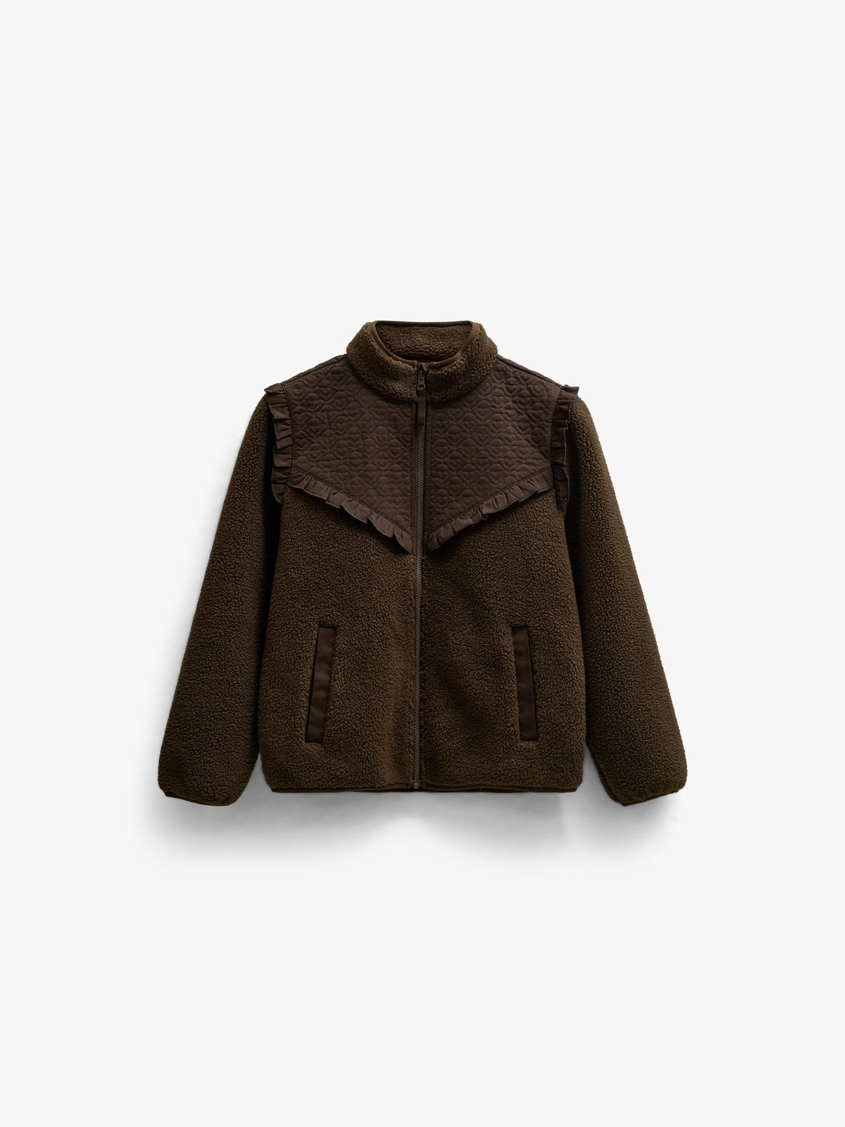 Quilted Yoke Teddy Jacket - Kids - Dark Brown | 101683 Hailey