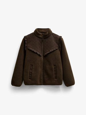 Quilted Yoke Teddy Jacket - Kids - Dark Brown | 101683 Hailey