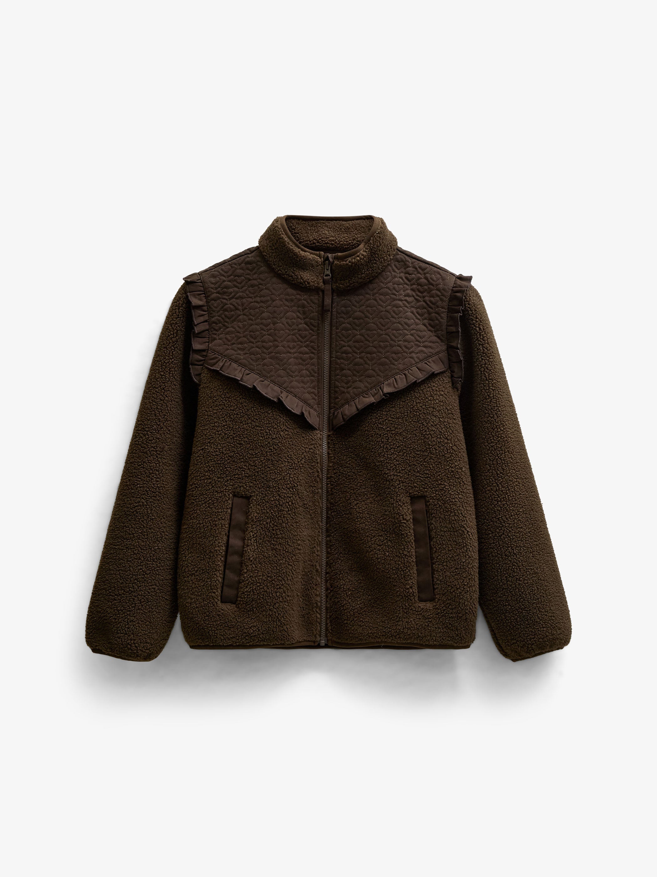 Quilted Yoke Teddy Jacket - Kids - Dark Brown | 101683 Hailey