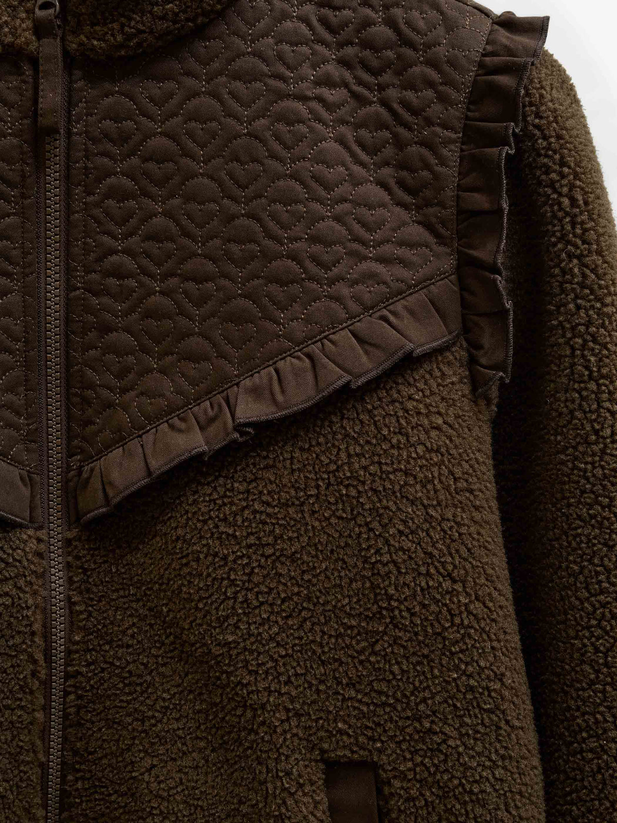Quilted Yoke Teddy Jacket - Kids - Dark Brown | 101683 Hailey